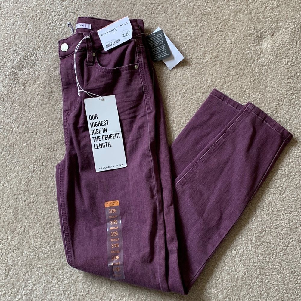 NWT Celebrity Pink size 26 purple skinny  jeans